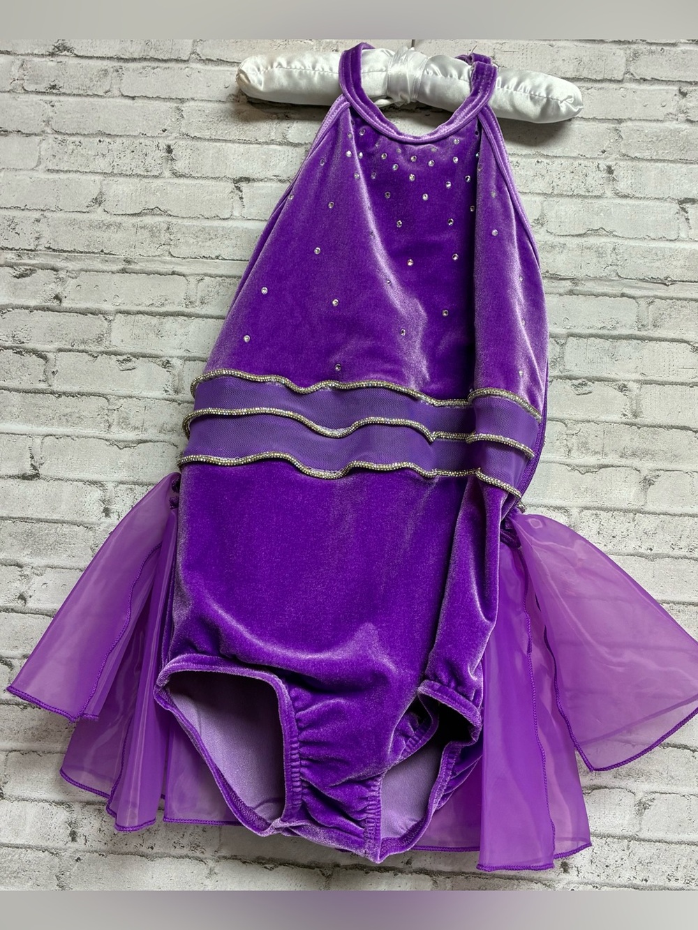 Weissman Showtime Amethyst Ballet Dance Costume 7/8 Gloves Pageant Sequin #16742